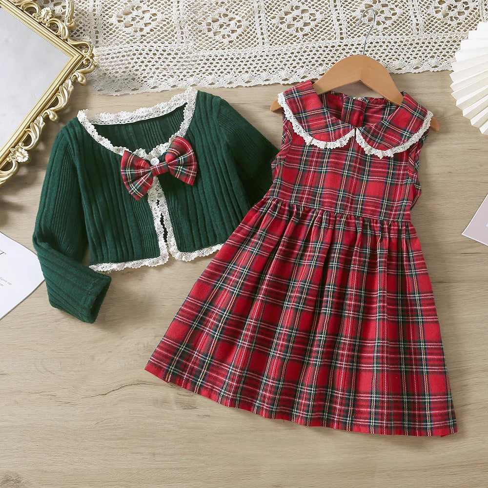 Kids Christmas Dress for Girls Clothes Autumn Winter 2024 New Child Cute Cartoon Print Long Sleeve Princess Dress Casual 2-8Y