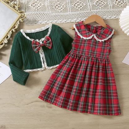Kids Christmas Dress for Girls Clothes Autumn Winter 2024 New Child Cute Cartoon Print Long Sleeve Princess Dress Casual 2-8Y