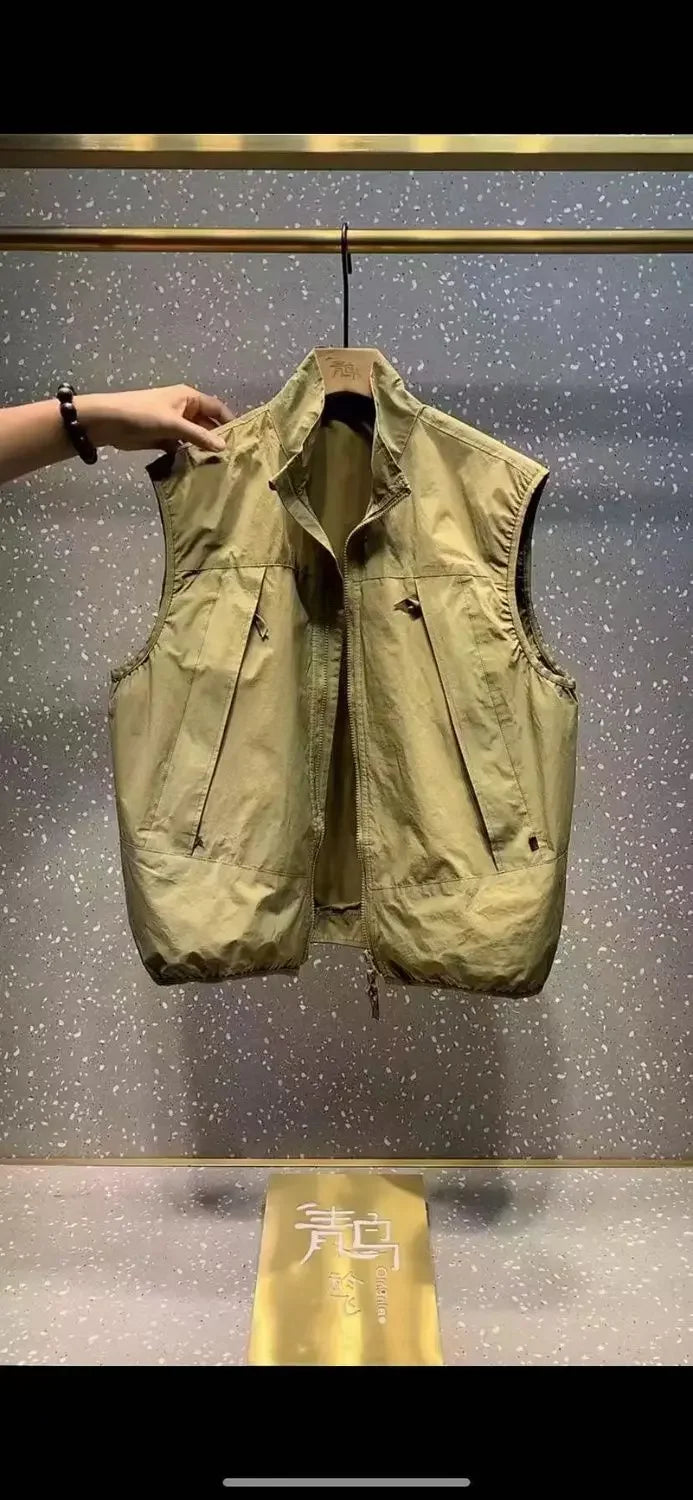 New Summer Products High-quality Casual Vests for Men's Trendy Zipper Temperament Versatile Collar