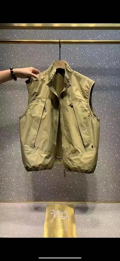 New Summer Products High-quality Casual Vests for Men's Trendy Zipper Temperament Versatile Collar