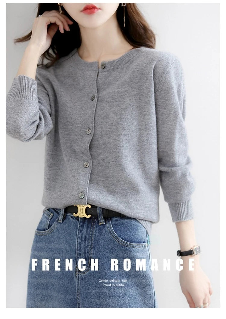 Women Autumn Winter Single-Breasted O-Collar Cardigan Vintage Long Sleeve Knitting Sweaters Casual Loose Versatile Streetwear