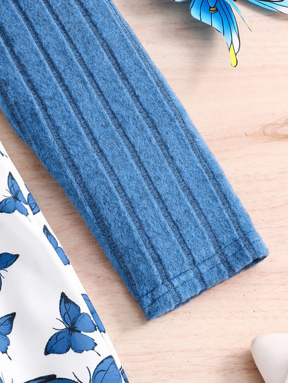 Autumn and Winter New Girls Casual Dress Solid Color Double Matching Printed Dress 8-12Y