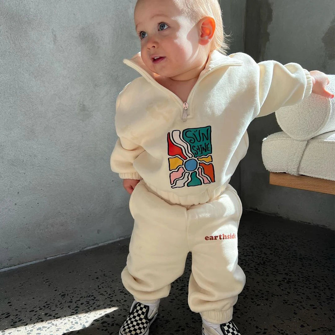 Winter Warm Boys Clothing Sets Thicken Half-Zip Fleece Jacket + Pant Baby Boy Tracksuit Kids Clothes Toddler Girl Clothes Outfit