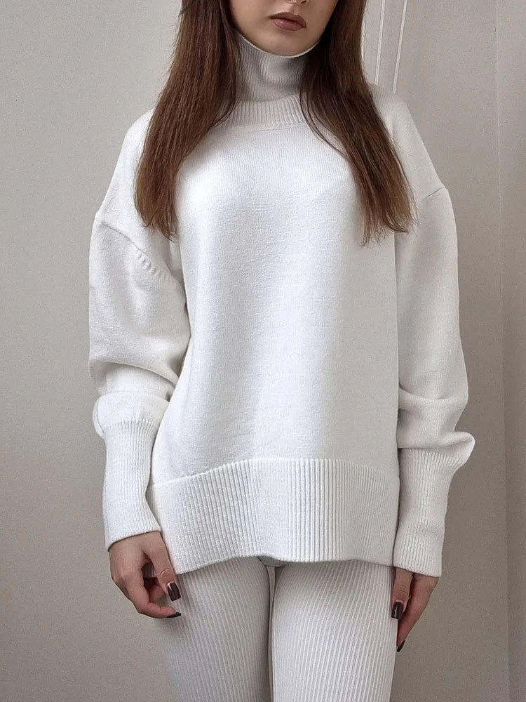 Winter Clothes Brown Sweaters Women Oversize Turtleneck Warm Pullovers Thick Sweaters For Women Oversized Sweater White Jumpers