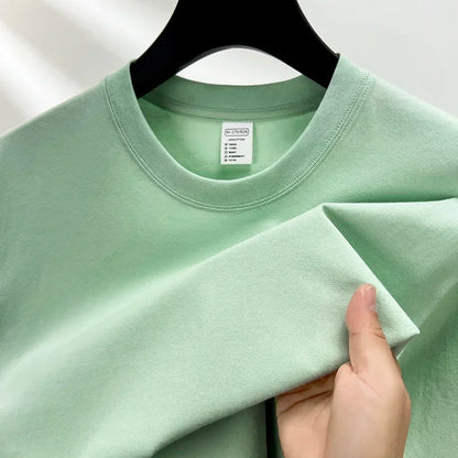 Summer  100% Pure Cotton Men's Short Sleeve Round Neck Fashionable Style Half Sleeved Top Breathable T Shirt Short Sleeve