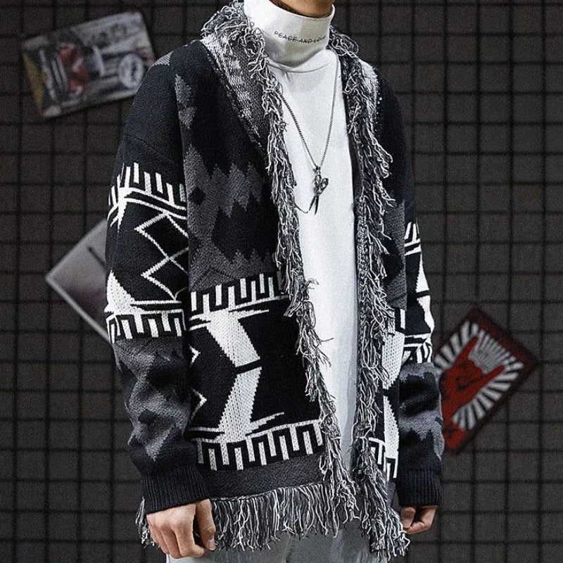 Knit Sweater Male Black Graphic Jacket Men's Clothing Coat No Hoodie Cardigan Tassel Sale V Order Designer Luxury Jumpers Casual