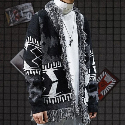 Knit Sweater Male Black Graphic Jacket Men's Clothing Coat No Hoodie Cardigan Tassel Sale V Order Designer Luxury Jumpers Casual
