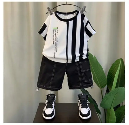 Summer Boy Clothing Suit New Children's Clothes Set Boys Short Sleeve T-Shirt Shorts 2 Piece Set Kids Sportswear Suit 2 4 6 8Y