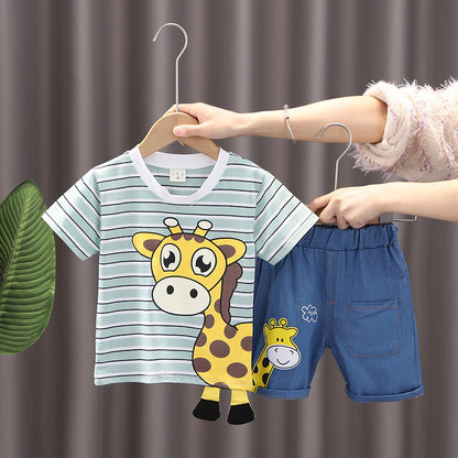 Summer Children Boys Clothing Kids Cartoon T-Shirt Shorts 2Pcs/Set Toddler Leisure Sport Suits Baby Cotton Tracksuits 0-5 Years