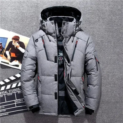 -20 Degree Winter Down Coat Men White Duck Down Parkas Jacket Mens Thick Warm Snow Parka Jacket Overcoat Windbreaker Warm Parkas