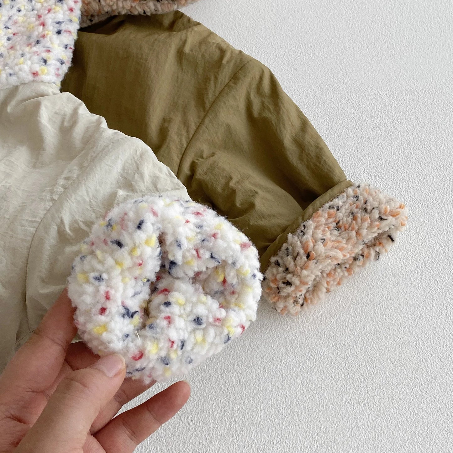 Kids Winter Jacket for Boy 1-6Y Girls Children's Coats Reversible Hooded Jacket Thickened Fleece Lined 2 Way Wear Warm Outerwear