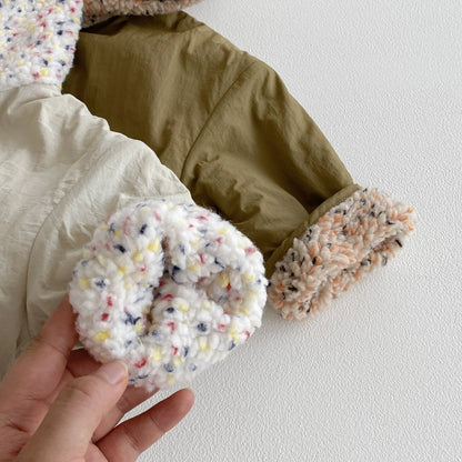 Kids Winter Jacket for Boy 1-6Y Girls Children's Coats Reversible Hooded Jacket Thickened Fleece Lined 2 Way Wear Warm Outerwear