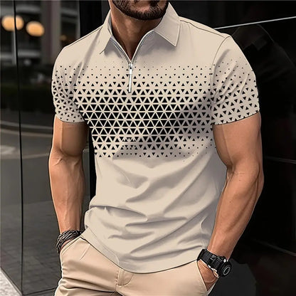 Summer T Shirts for Men 2024 Short Sleeve Men's Clothing Collar 3D Printing Plain Shirt Striped Polo Tees Fashion Pullover Tops