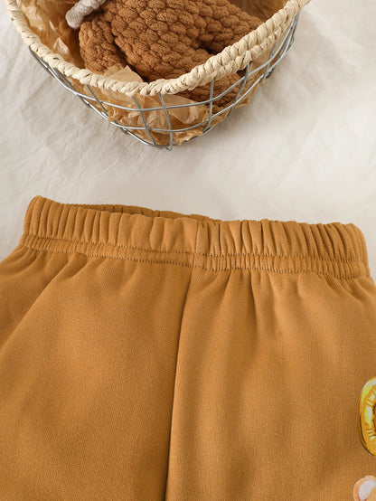 Winter Toddler Boys Clothes Sets Funny Bear Pattern Long Sleeve Thick Top And Printed Pants 2-Piece Set Children's Clothing