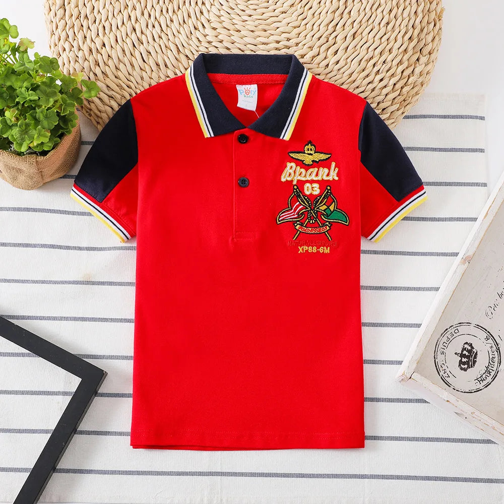 Boys Summer T-Shirt Short Sleeve Kids Polo Shirts for Boys Children Patchwork Tees Baby Tops girls Clothes for 3-7year Shirt Top