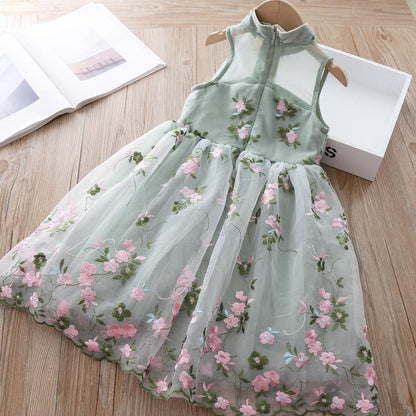 Girls Dress Summer Clothes Hanfu Fashion Children's Vintage Net Yarn Dress Kids Girls Dresses for School Wedding of 12 Years Old