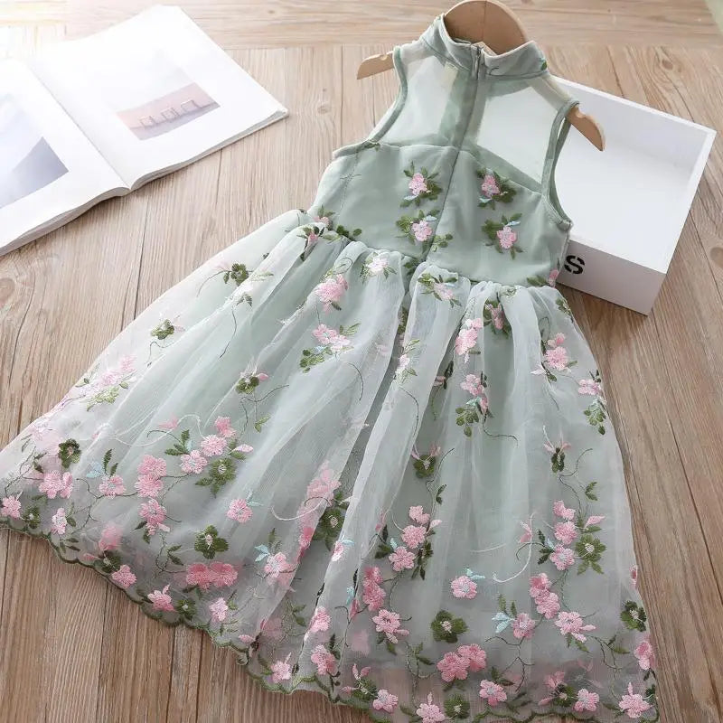Girls Dress Summer Clothes Hanfu Fashion Children's Vintage Net Yarn Dress Kids Girls Dresses for School Wedding of 12 Years Old