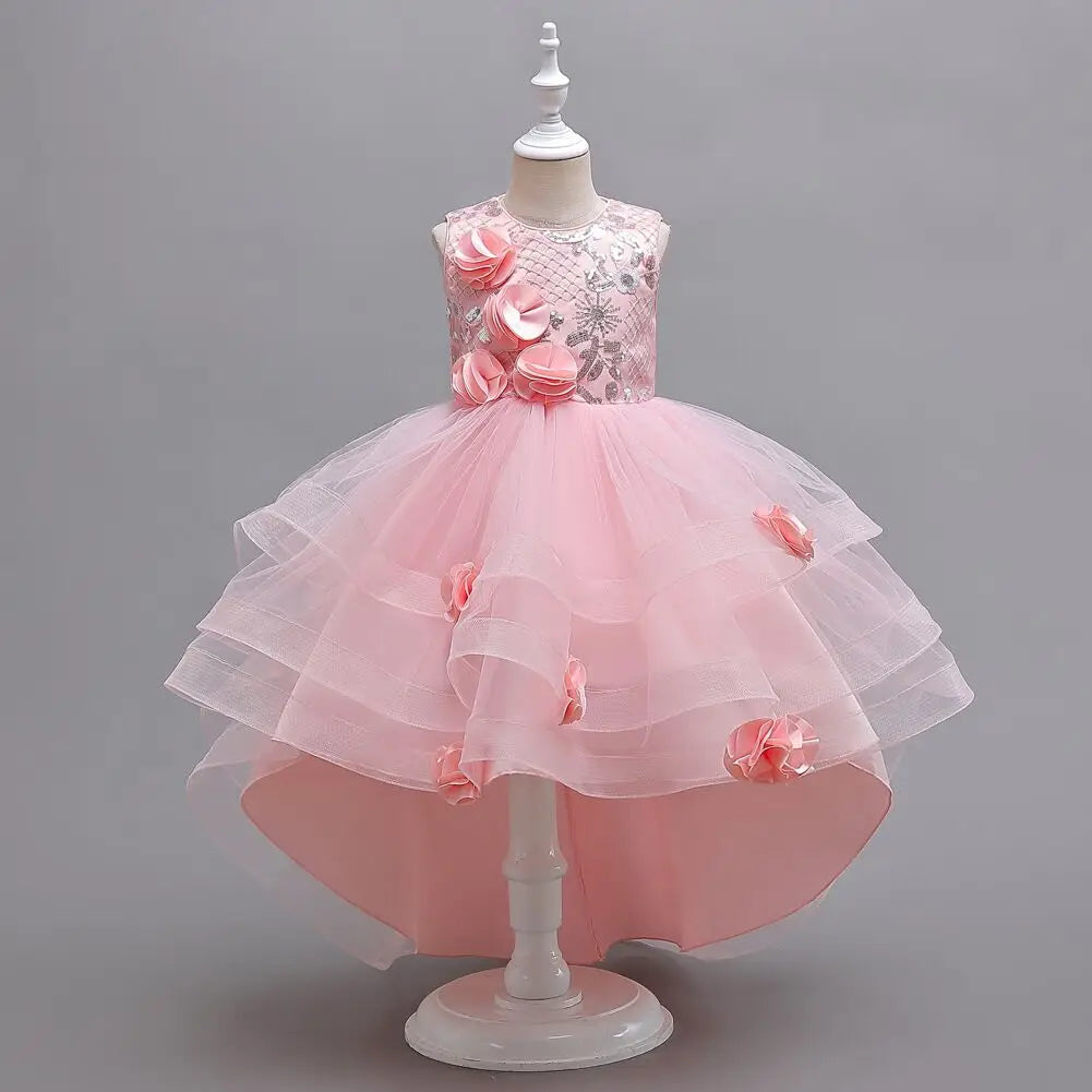 Summer 2025 Girls Dresses Kids Trailing Dresses Girls Kids Long Princess Dress Party Wedding Dresses 5 to 12 Years Old