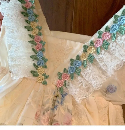 Girls' summer dress 2025 new style children's baby princess western-style French floral vest dress