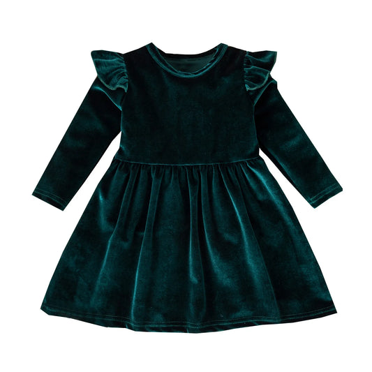 1-5 Years Toddler Girls Dress Autumn Long Sleeve Party Dresses Solid Color Princess Dress Winter Velvet Dress Clothes For Girls
