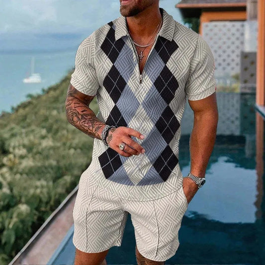 Summer suits, men's Polo T-shirts, two-piece Casual shorts, Sportswear sets, men's sportswear, Fashionable Casual men's Wear