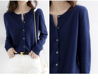 Women Autumn Winter Single-Breasted O-Collar Cardigan Vintage Long Sleeve Knitting Sweaters Casual Loose Versatile Streetwear