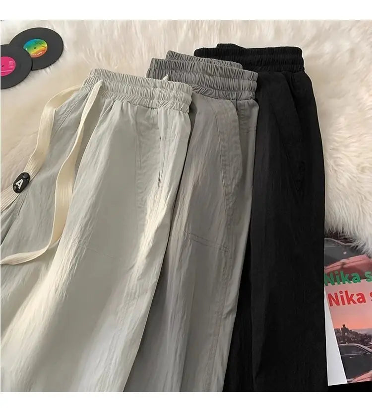 Summer Pants for Men Trendy and Versatile Loose Straight-leg Teenage American Quick-dry Cargo Casual