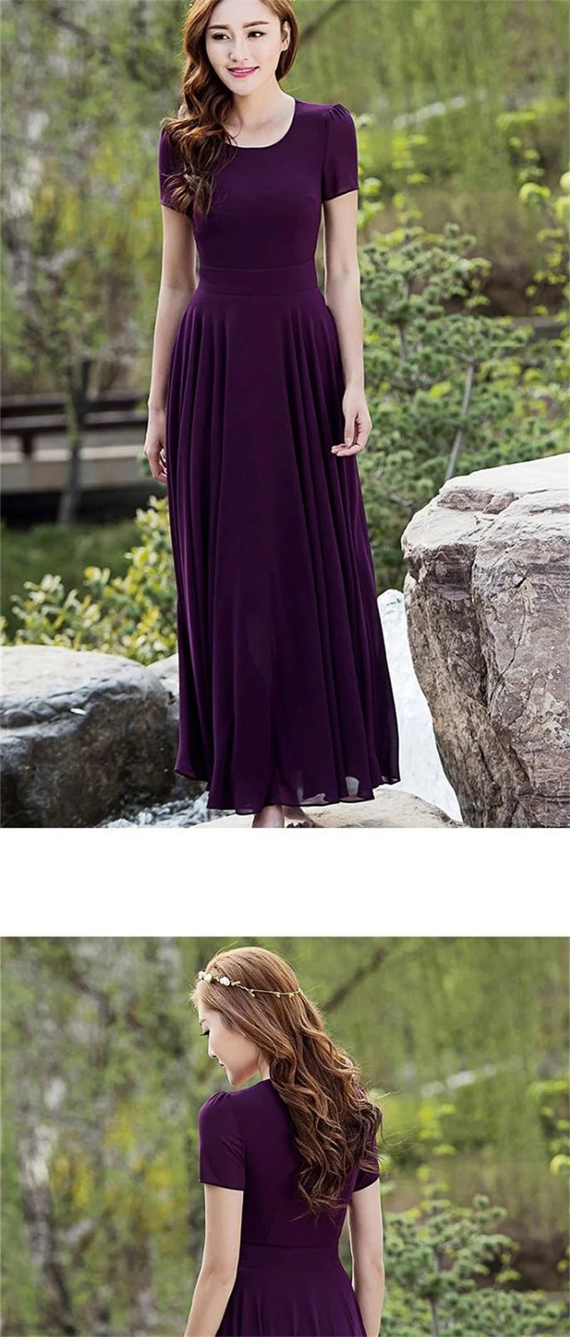 Summer Dress Women 2025 New Bohemian Beach Long Chiffon Dress Elegant Ladies Short Sleeve 5XL Sundress Women's Clothing Vestidos