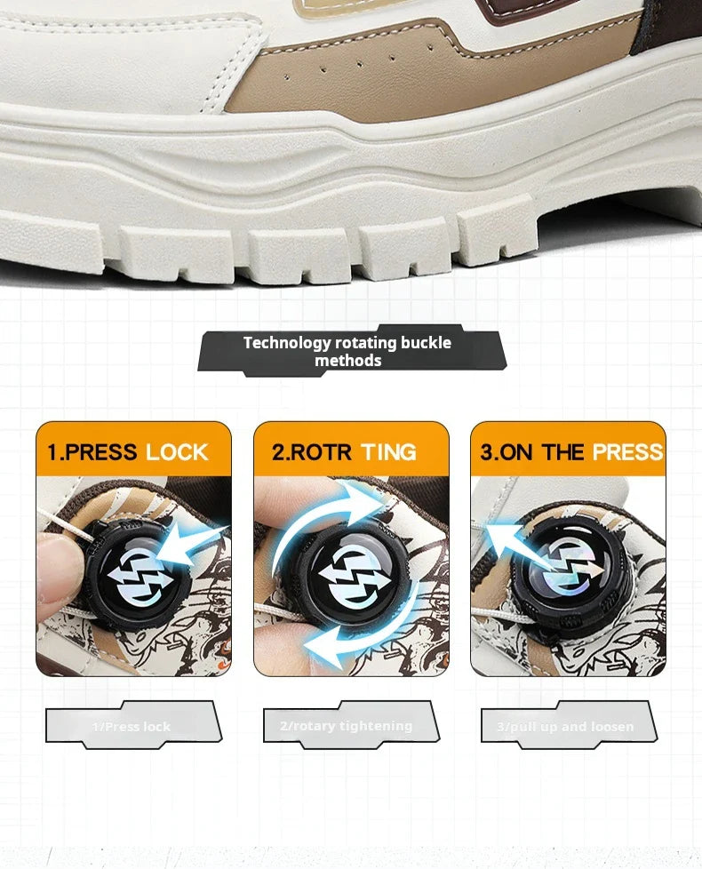 Men's Casual Outdoor Boots Fall Breathable Trendy Versatile Leisure Knob Board Shoes Anti-slip Riding Fashion Sneakers