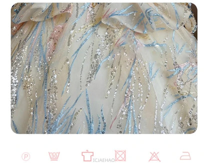 Girls Summer Party Dress Puffy PrincessFlower Pageant Host Formal Gown Girl Outfit Piano Recital Performance Birthday Wedding