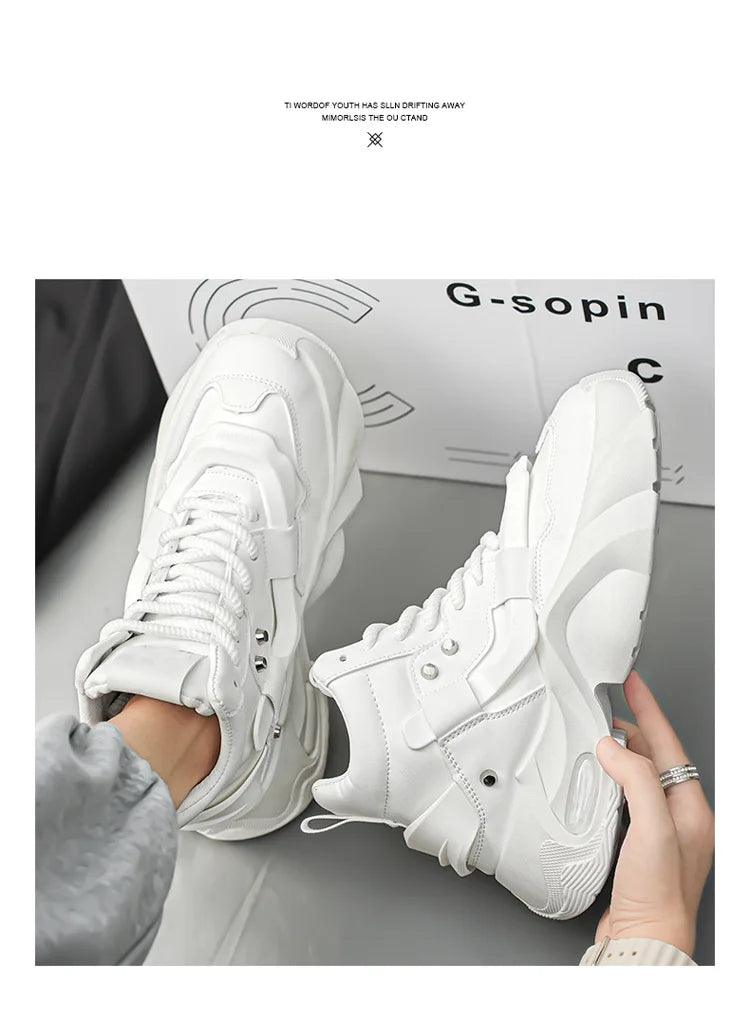 Shoes for Men High Quality Platform Sneaker Fashion High-top Leather Sports Men Shoes Thick-soled Casual Shoes Zapatillas Hombre
