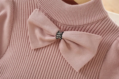 Autumn winter girls' sweater long sleeve dress 2025 Christmas party girl baby retro cheongsam lotus leaf knitted wool dress