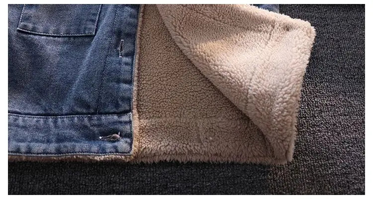 Boys Jacket Autumn and Winter New Children's Baby Plush Thickened Denim Coat  Children's Clothing Kids Winter Coats