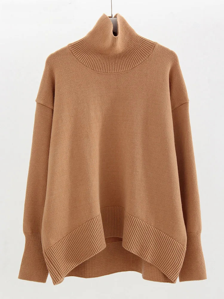 Winter Clothes Brown Sweaters Women Oversize Turtleneck Warm Pullovers Thick Sweaters For Women Oversized Sweater White Jumpers