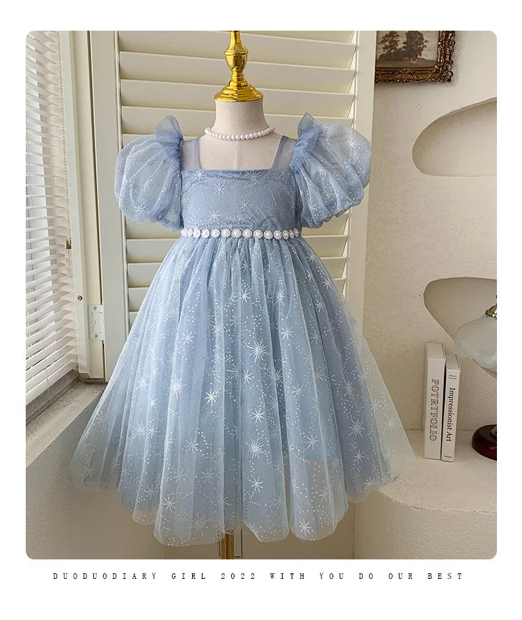 2024 New Girls Summer Dress Childrens Fashionable Sweet and Elegant Princess Dress Kids Designable Clothes