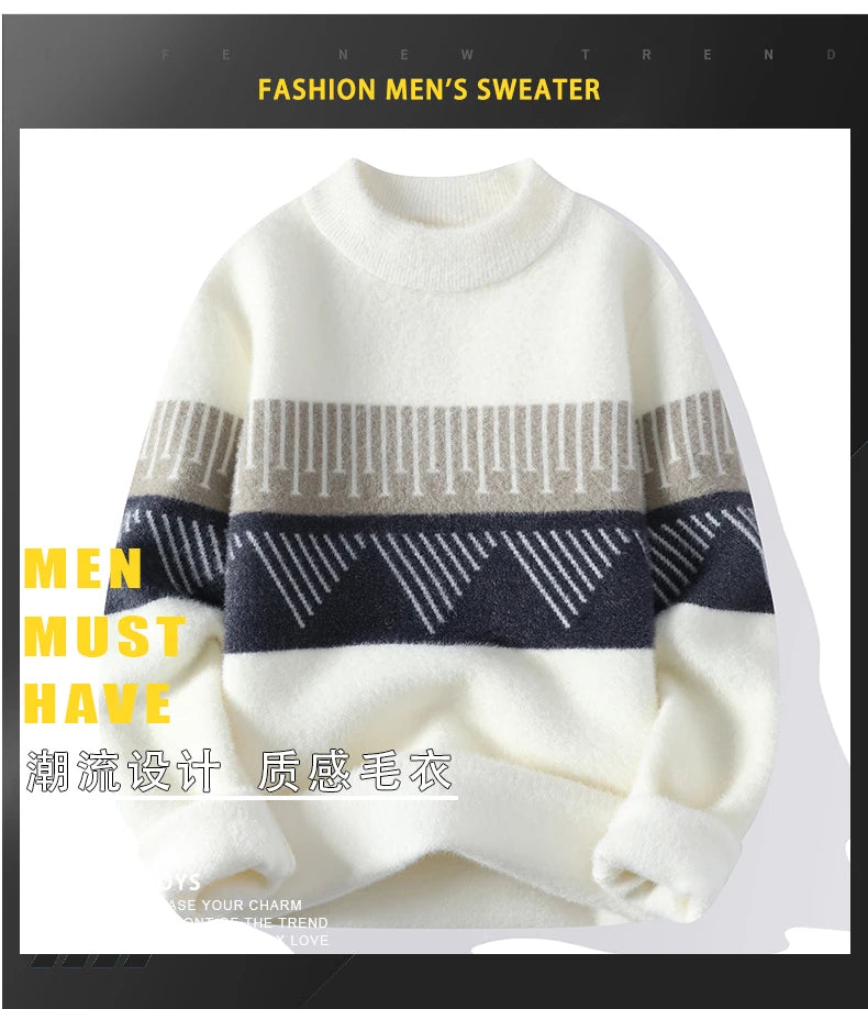 Fall Mens Christmas Cashmere Sweater O Neck Men Tops Quality Male Pullover Sweaters Thick Warm Pull Homme 2023