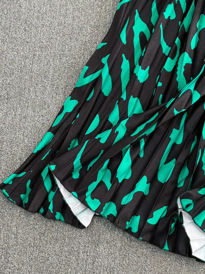 Women's Summer Dress Light Mature Style Retro Style Ruffled 5/4 Sleeves Round Neck Waist Shrinking Print A-line Dress D3971