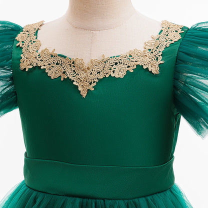 Girl Party Dress Wedding Prom  Children Christmas Princess Dress Green Ball Gown Children Birthday Party Dress 1 2 3 4 5 6 years