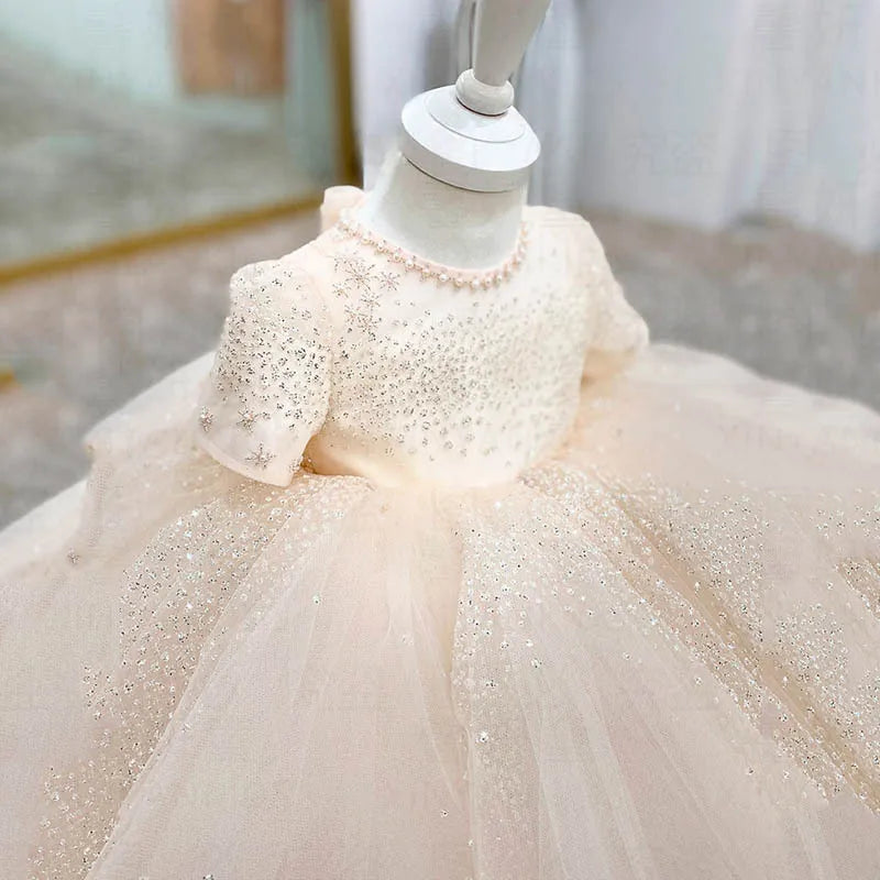 Party Dresses For Girl Flower Princess First Birthday Baby Girls Dress Baptism White Wedding Kids Dresses For Girl Toddler Gowns