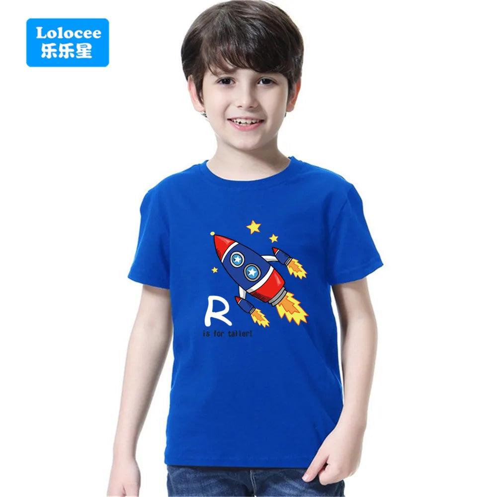 Boys' Summer T-Shirt Funny dabbing astronaut Print T Shirts For Teens Boy Casual Streetwear Tops Kids Summer Cotton Clothes YHY1