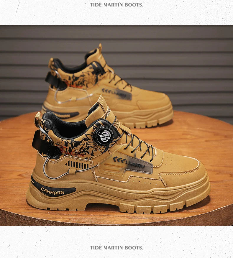 Men's Casual Outdoor Boots Fall Breathable Trendy Versatile Leisure Knob Board Shoes Anti-slip Riding Fashion Sneakers