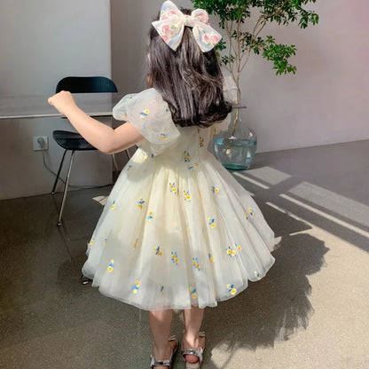 Children Girls Summer Dress for Kids Floral Princess Birthday Party Gown Mesh Tutu Wedding Children Dresses