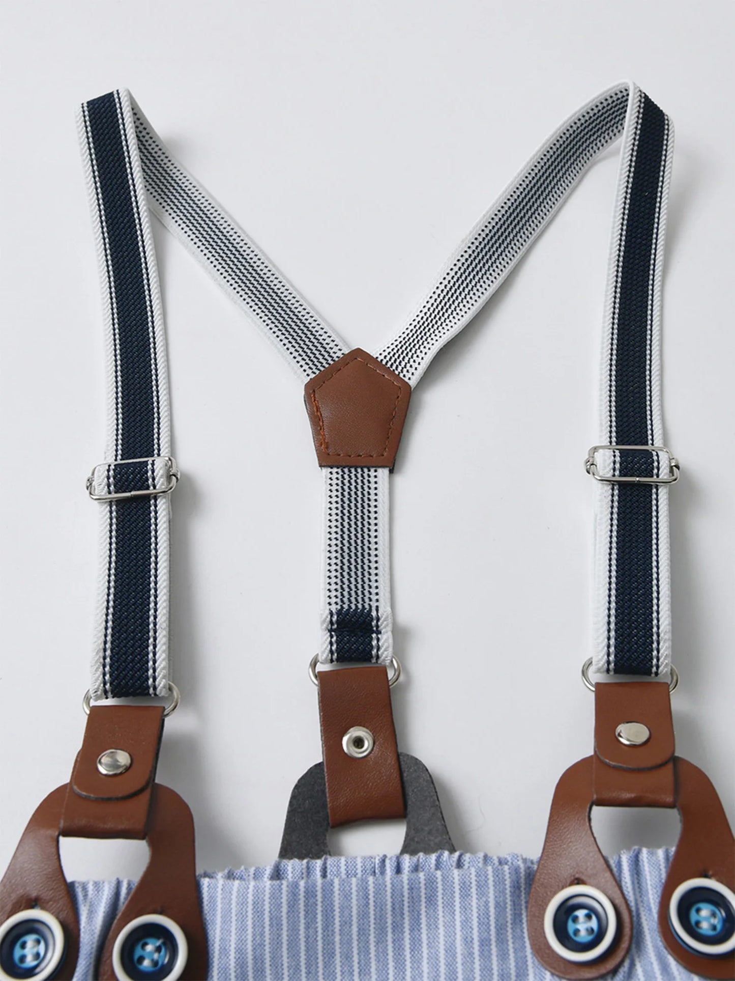 Baby Boys Summer Short Sleeve Lapel Bow Tie Romper with Suspender Shorts Beret Christening Birthday Wedding Party Gentlemen Suit