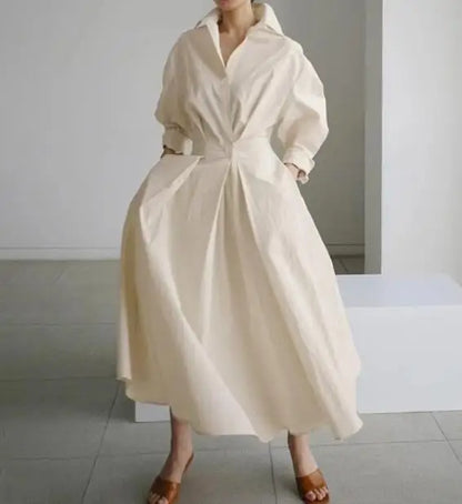 Temperament Summer Dresses for Women 2023 Fashion Leopard Print Long Sleeve Commuter Polo Large Swing long Elegant Dress Clothes