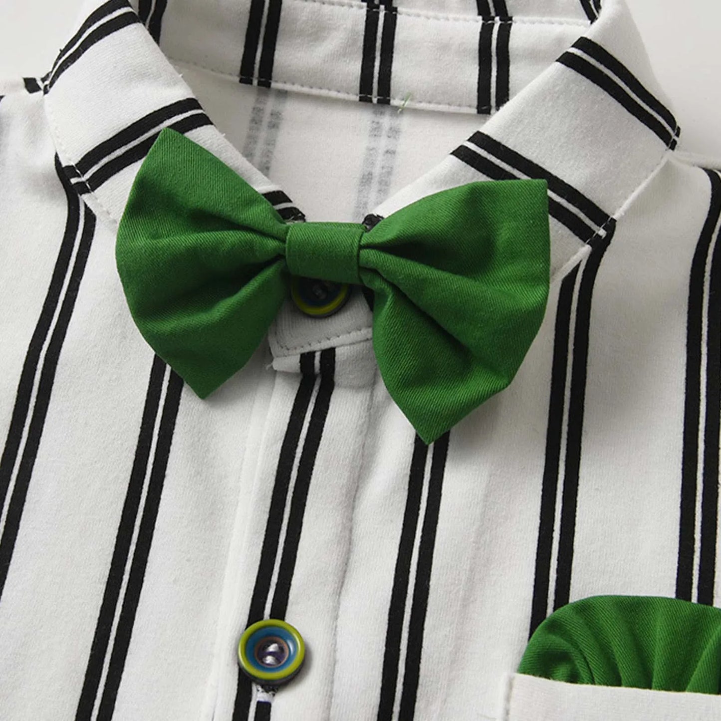 Baby Boys Summer Short Sleeve Lapel Bow Tie Romper with Suspender Shorts Beret Christening Birthday Wedding Party Gentlemen Suit