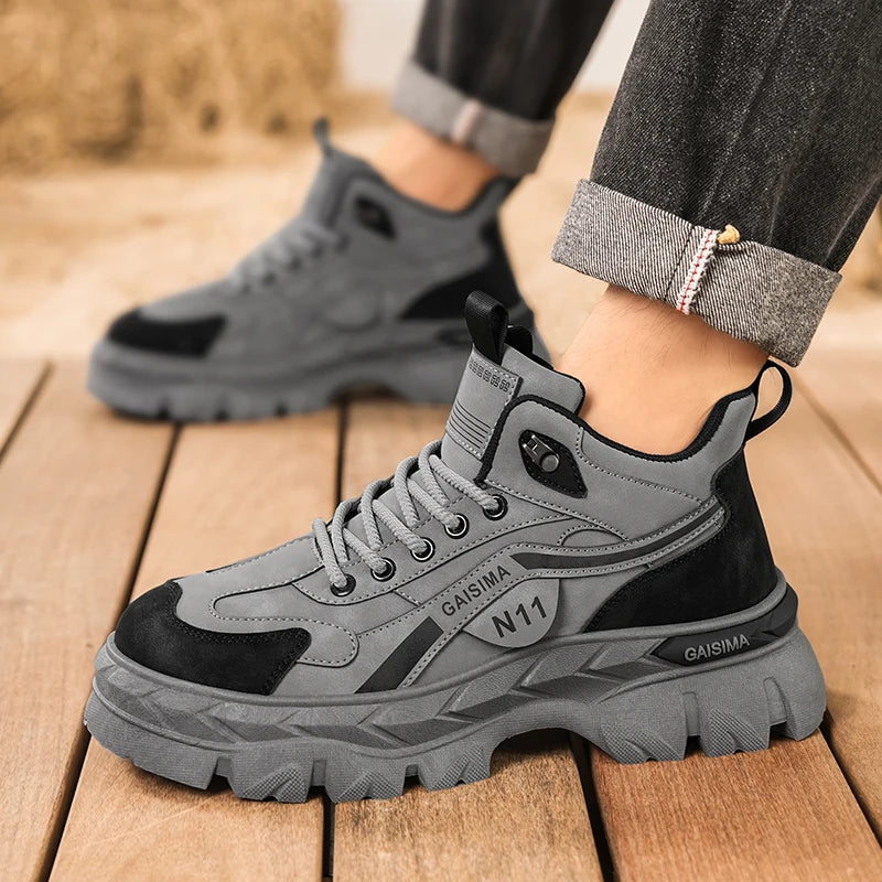Men's Work Shoes 2025 New Breathable Slip-On Anti-Slip Wear-Resistant Casual Sports Shoes Thick Bottom Labor Protection