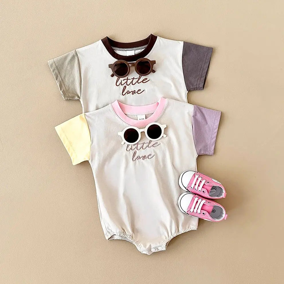 Summer Baby Boys Clothes Bodysuit Newborn Girl Romper Casual Letter Embroidery Button Jumpsuit Short Sleeve Infant Clothes