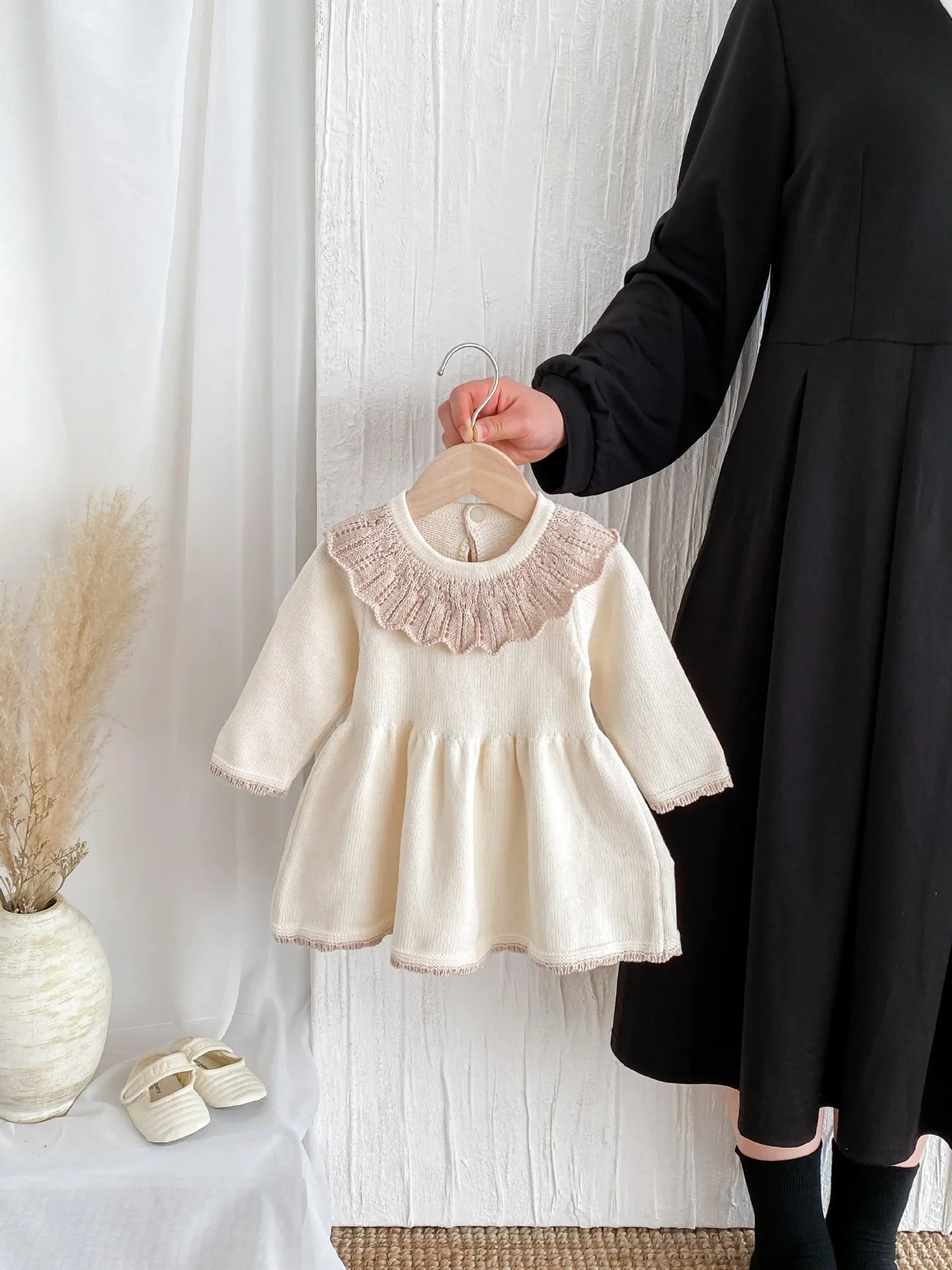 Dress for Baby Girls Soft Knitted Dress Autumn Winter Sweet Pink Princess Dress Girls Sweater Casual Baby Girl Clothing