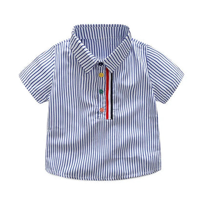 Summer Boys Clothing Sets Cotton Striped Short Sleeve Shirt Pants 2Pcs Suit For 2-6 Years Kids Casual Outfits Gentlemen Suit