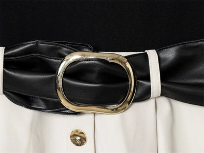 Women's Dress Summer 2025 New Color-blocked Sleeveless Belt Embellished Dress Long Dress Casual Fashion Temperament Elegance